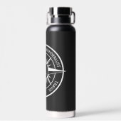 Compass star Emblem monogramm schwarz-weiß Trinkflasche (Rückseite)