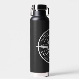 Compass star Emblem monogramm schwarz-weiß Trinkflasche