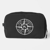 Compass star Emblem monogramm schwarz-weiß Waschbeutel (Vorderseite)