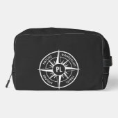 Compass star Emblem monogramm schwarz-weiß Waschbeutel (Rückseite)
