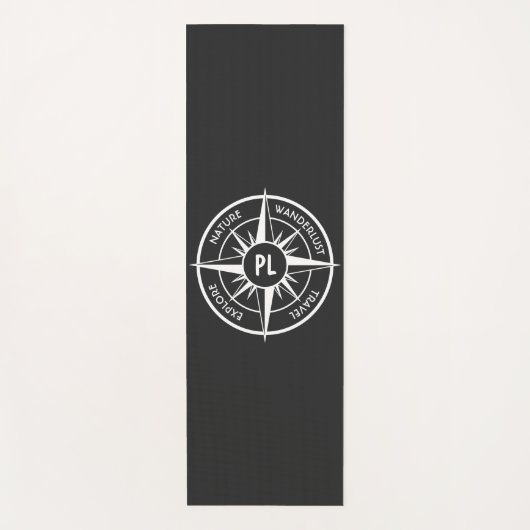 Compass star Emblem monogramm schwarz-weiß Yogamatte (Vorderseite)