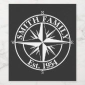 Compass star monogram personalizable emblem weinetikett (Einzelnes Label)