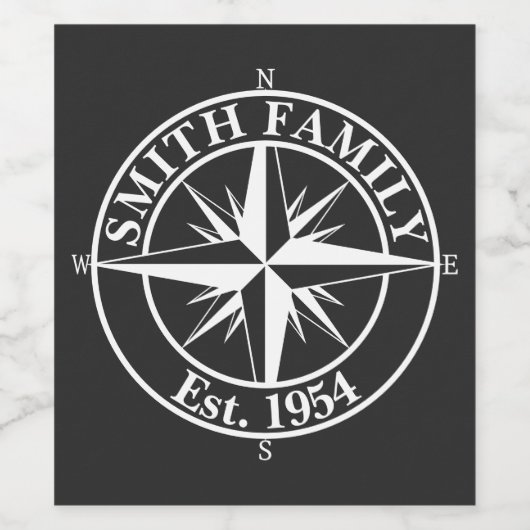 Compass star monogram personalizable emblem weinetikett (Einzelnes Label)