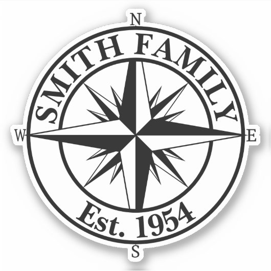 Compass Star Monogramm personalisierbares Emblem Aufkleber (Vorderseite)