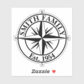 Compass Star Monogramm personalisierbares Emblem Aufkleber (Blatt)