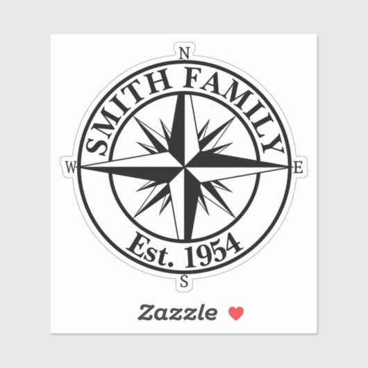 Compass Star Monogramm personalisierbares Emblem Aufkleber (Blatt)