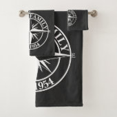 Compass Star Monogramm personalisierbares Emblem Badhandtuch Set (Insitu)