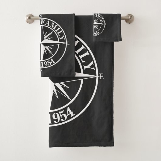 Compass Star Monogramm personalisierbares Emblem Badhandtuch Set (Insitu)