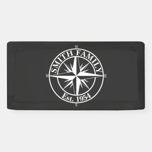 Compass Star Monogramm personalisierbares Emblem Banner (Horizontal)