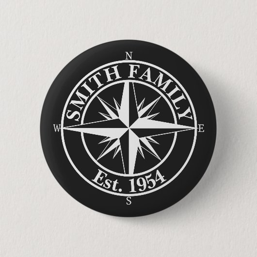 Compass Star Monogramm personalisierbares Emblem Button (Vorderseite)