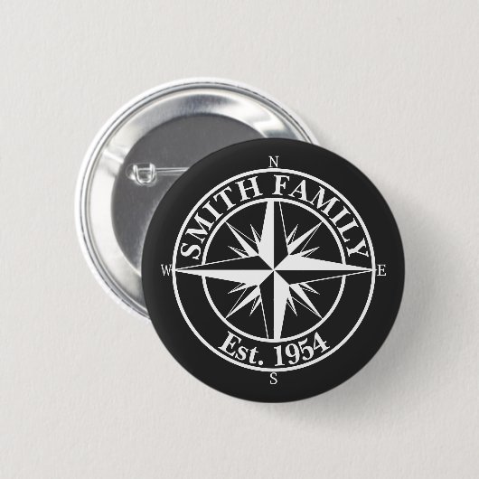 Compass Star Monogramm personalisierbares Emblem Button (Vorne & Hinten)