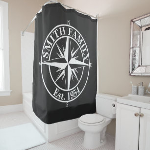 Compass Star Monogramm personalisierbares Emblem Duschvorhang
