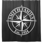 Compass Star Monogramm personalisierbares Emblem Duschvorhang (Vorderseite)