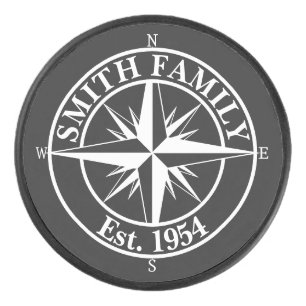 Compass Star Monogramm personalisierbares Emblem Eishockey Puck