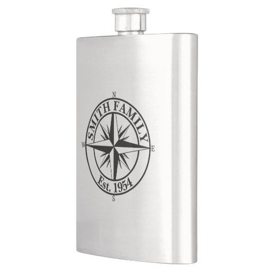 Compass Star Monogramm personalisierbares Emblem Flachmann (Links)