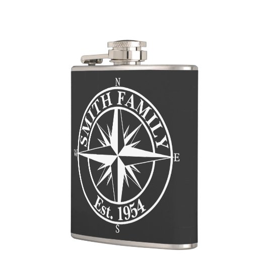 Compass Star Monogramm personalisierbares Emblem Flachmann (Links)