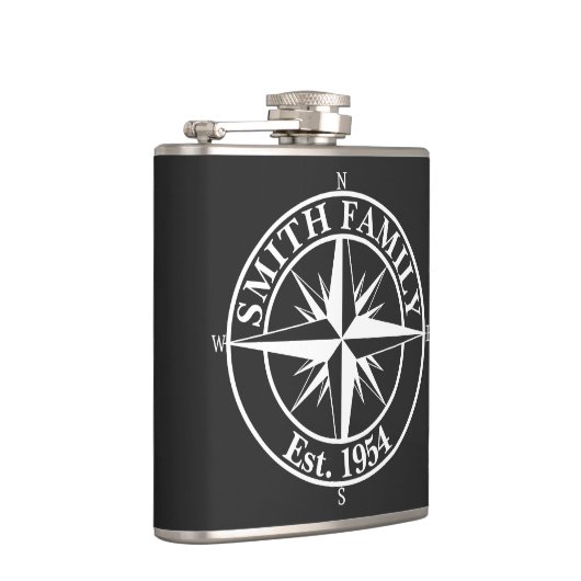 Compass Star Monogramm personalisierbares Emblem Flachmann (Rechts)