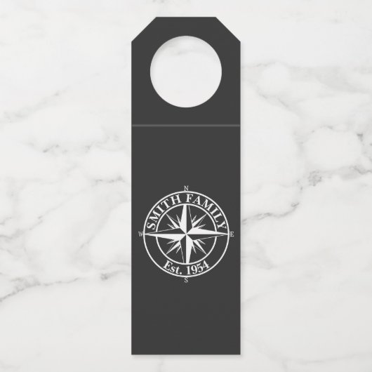 Compass Star Monogramm personalisierbares Emblem Flaschenanhänger (Vorderseite)