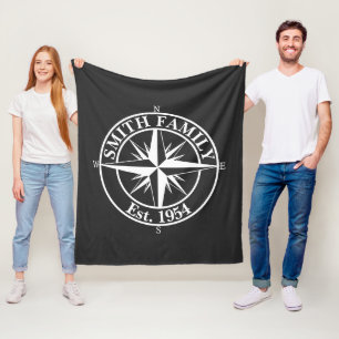 Compass Star Monogramm personalisierbares Emblem Fleecedecke