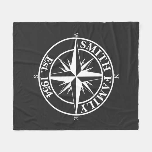 Compass Star Monogramm personalisierbares Emblem Fleecedecke (Vorderseite (Horizontal))