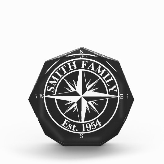 Compass Star Monogramm personalisierbares Emblem Fotoblock (Vorderseite)