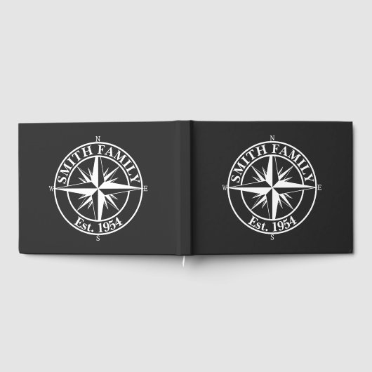 Compass Star Monogramm personalisierbares Emblem Gästebuch (Voll)