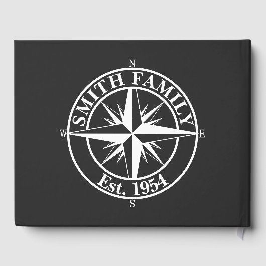 Compass Star Monogramm personalisierbares Emblem Gästebuch (Rückseite)