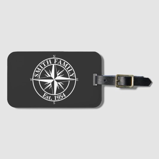 Compass Star Monogramm personalisierbares Emblem Gepäckanhänger (Vorderseite (Horizontal))