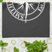 Compass Star Monogramm personalisierbares Emblem Geschirrtuch (Gefaltet)