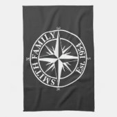 Compass Star Monogramm personalisierbares Emblem Geschirrtuch (Vertikal)