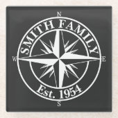 Compass Star Monogramm personalisierbares Emblem Glasuntersetzer (Vorderseite)