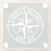 Compass Star Monogramm personalisierbares Emblem Glasuntersetzer (Rückseite)
