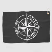 Compass Star Monogramm personalisierbares Emblem Golfhandtuch (Horizontal)