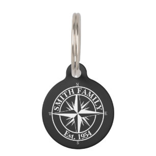 Compass Star Monogramm personalisierbares Emblem Haustiermarke