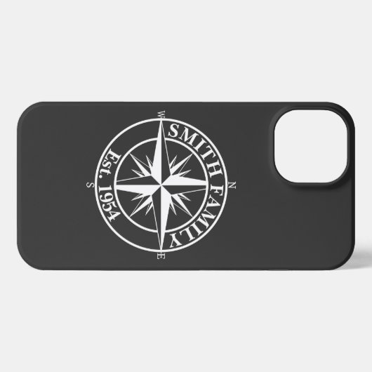 Compass Star Monogramm personalisierbares Emblem iPhone Hülle (Rückseite (Horizontal))