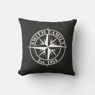 Compass Star Monogramm personalisierbares Emblem Kissen
