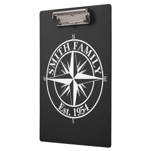 Compass Star Monogramm personalisierbares Emblem Klemmbrett (Links)