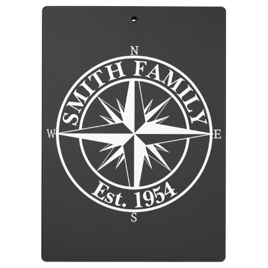 Compass Star Monogramm personalisierbares Emblem Klemmbrett (Rückseite)