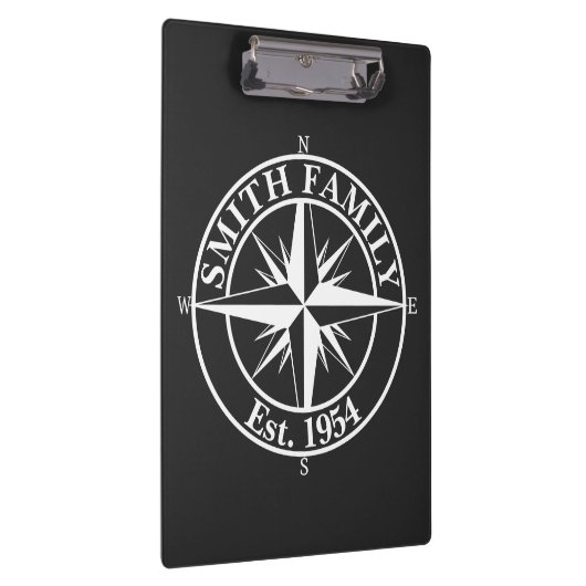 Compass Star Monogramm personalisierbares Emblem Klemmbrett (Rechts)