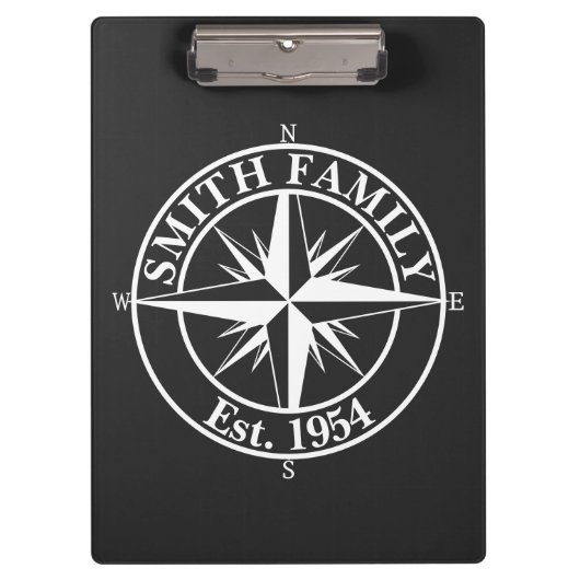 Compass Star Monogramm personalisierbares Emblem Klemmbrett (Vorderseite)