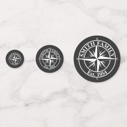 Compass Star Monogramm personalisierbares Emblem Konfetti (Rückseiten)