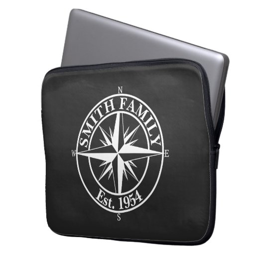 Compass Star Monogramm personalisierbares Emblem Laptopschutzhülle (Vorderseite Links)