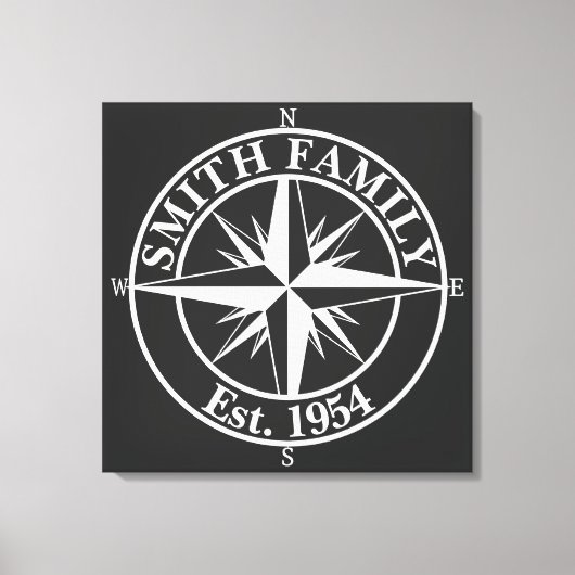 Compass Star Monogramm personalisierbares Emblem Leinwanddruck (Vorderseite)
