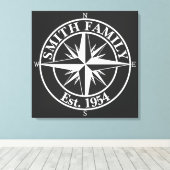 Compass Star Monogramm personalisierbares Emblem Leinwanddruck (Insitu (Holzboden))