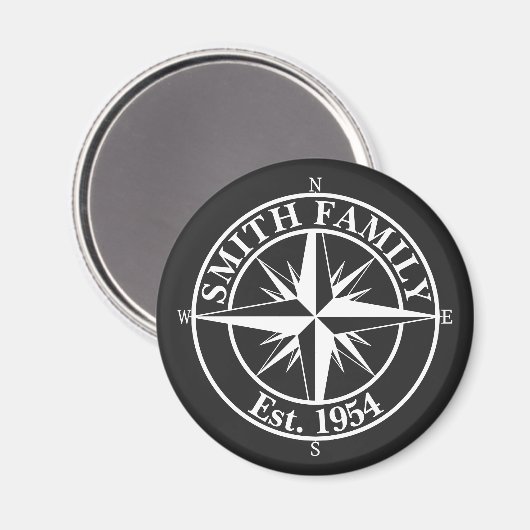 Compass Star Monogramm personalisierbares Emblem Magnet (Vorderseite/Rückseite)