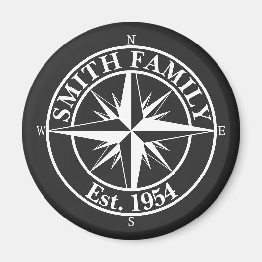 Compass Star Monogramm personalisierbares Emblem Magnet (Vorne)