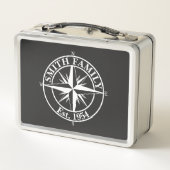 Compass Star Monogramm personalisierbares Emblem Metall Brotdose (Rückseite)