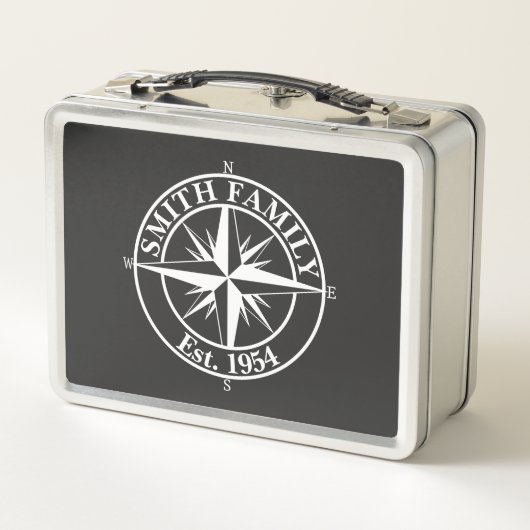 Compass Star Monogramm personalisierbares Emblem Metall Brotdose (Rückseite)