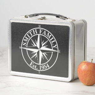 Compass Star Monogramm personalisierbares Emblem Metall Brotdose