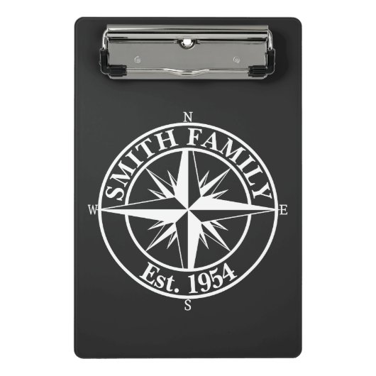 Compass Star Monogramm personalisierbares Emblem Mini Klemmbrett (Vorderseite)